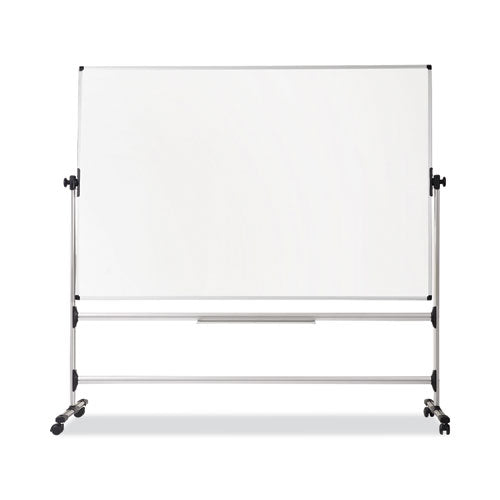 Image of MasterVision® RQR0221 Earth Silver Easy Clean Mobile Revolver Dry Erase Boards, 36" x 48", White Surface, Natural Steel Frame