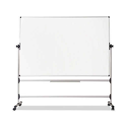 Image of MasterVision® RQR0521 Earth Silver Easy Clean Mobile Revolver Dry Erase Boards, 48" x 70", White Surface, Natural Steel Frame