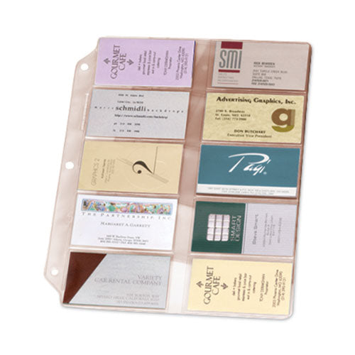 Image of Cardinal® 7856 000 Business Card Refill Pages, For 2 X 3.5 Cards, Clear, 20 Cards/sheet, 10 Sheets/pack