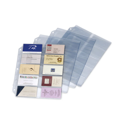 Image of Cardinal® 7856 000 Business Card Refill Pages, For 2 X 3.5 Cards, Clear, 20 Cards/sheet, 10 Sheets/pack