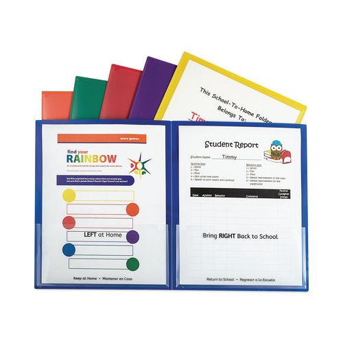 Image of C-Line® 32010 Classroom Connector Folders, Accommodates 11 x 8.5 Sheets, Clear/Assorted Colors, 6/Pack