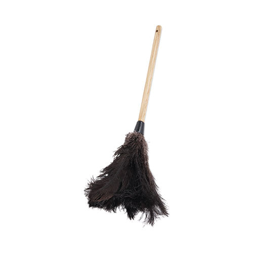Image of Boardwalk® BWK20BK Professional Ostrich Feather Duster, 10" Wood Handle