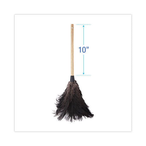Image of Boardwalk® BWK20BK Professional Ostrich Feather Duster, 10" Wood Handle