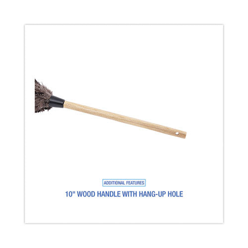 Image of Boardwalk® BWK20BK Professional Ostrich Feather Duster, 10" Wood Handle