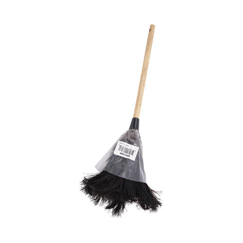 Image of Boardwalk® BWK20BK Professional Ostrich Feather Duster, 10" Wood Handle