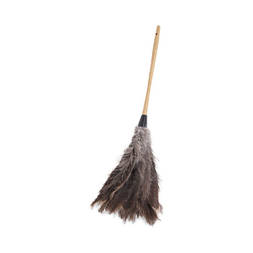 Image of Boardwalk® BWK31FD Professional Ostrich Feather Duster, 16" Wood Handle, 12" Gray Bristle