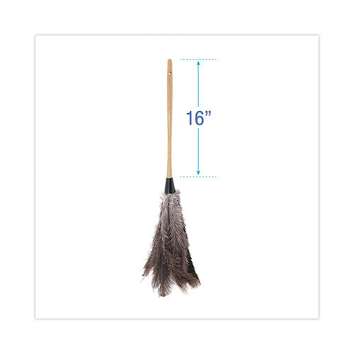 Image of Boardwalk® BWK31FD Professional Ostrich Feather Duster, 16" Wood Handle, 12" Gray Bristle