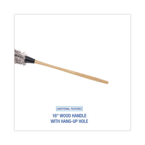 Image of Boardwalk® BWK31FD Professional Ostrich Feather Duster, 16" Wood Handle, 12" Gray Bristle