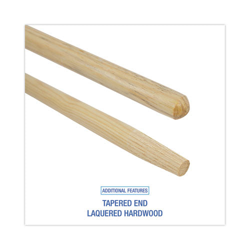 Image of Boardwalk® BWK125 Tapered End Broom Handle, Lacquered Wood, 1.13" dia x 60", Natural