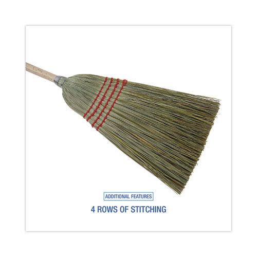 Image of Boardwalk® BWK920YCT Mixed Fiber Maid Broom, Mixed Fiber Bristles, 55" Overall Length, Natural, 12/carton