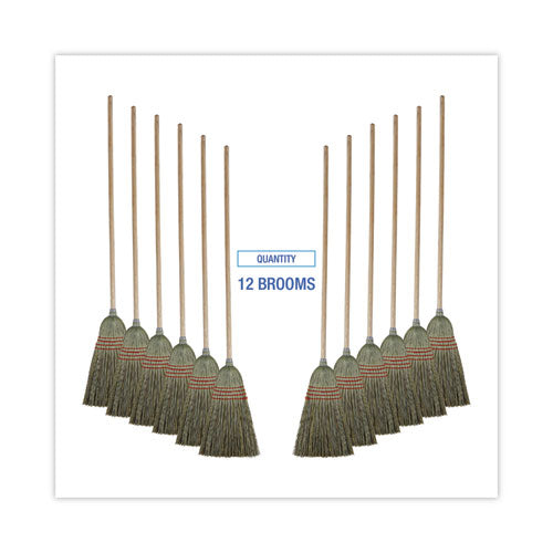 Image of Boardwalk® BWK920YCT Mixed Fiber Maid Broom, Mixed Fiber Bristles, 55" Overall Length, Natural, 12/carton