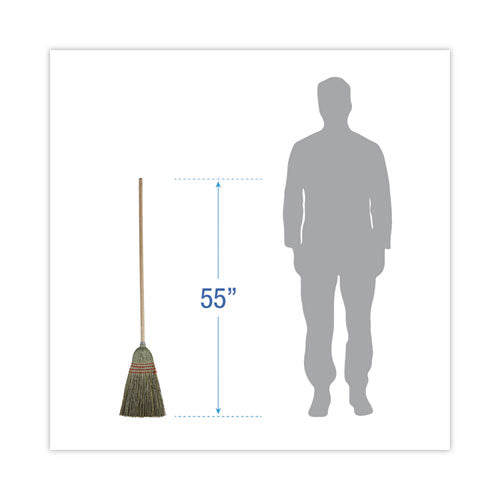 Image of Boardwalk® BWK920YEA Mixed Fiber Maid Broom, Mixed Fiber Bristles, 55" Overall Length, Natural