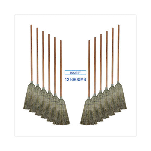 Image of Boardwalk® BWK932YCT Warehouse Broom, Yucca Corn Fiber Bristles, 56" Overalll Length, Natural, 12/carton