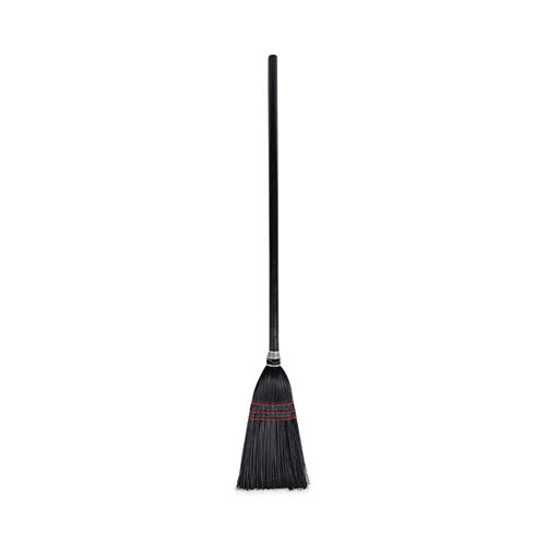 Image of Boardwalk® BWK951BP Flag Tipped Poly Lobby Brooms, Flag Tipped Poly Bristles, 38" Overall Length, Natural/black, 12/carton