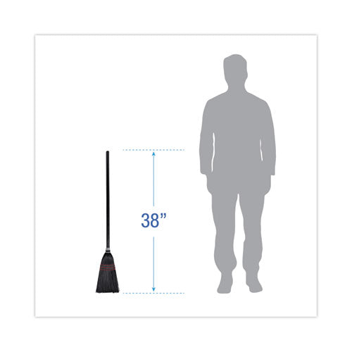 Image of Boardwalk® BWK951BP Flag Tipped Poly Lobby Brooms, Flag Tipped Poly Bristles, 38" Overall Length, Natural/black, 12/carton