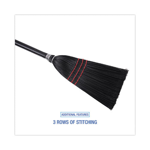 Image of Boardwalk® BWK951BP Flag Tipped Poly Lobby Brooms, Flag Tipped Poly Bristles, 38" Overall Length, Natural/black, 12/carton