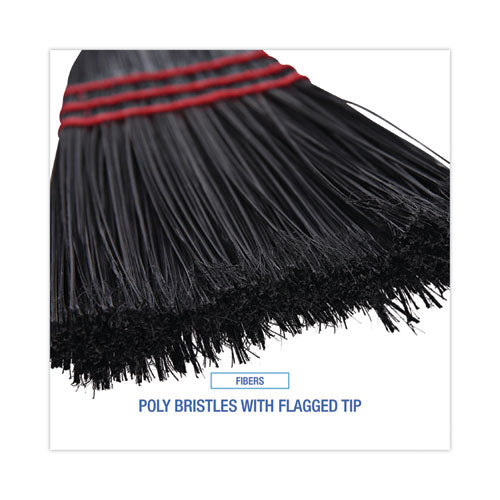 Image of Boardwalk® BWK951BP Flag Tipped Poly Lobby Brooms, Flag Tipped Poly Bristles, 38" Overall Length, Natural/black, 12/carton
