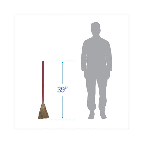 Image of Boardwalk® BWK951TCT Corn Fiber Lobby/toy Broom, Corn Fiber Bristles, 39" Overall Length, Red, 12/carton