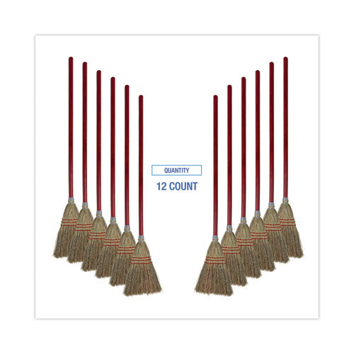 Image of Boardwalk® BWK951TCT Corn Fiber Lobby/toy Broom, Corn Fiber Bristles, 39" Overall Length, Red, 12/carton
