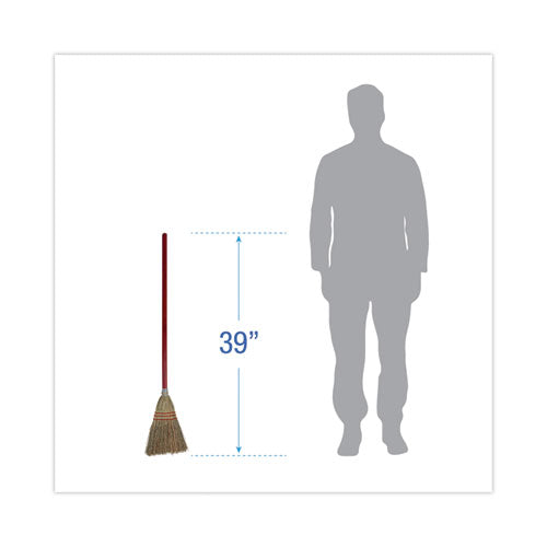 Image of Boardwalk® BWK951TEA Corn Fiber Lobby/toy Broom, Corn Fiber Bristles, 39" Overall Length, Red