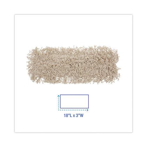 Image of Boardwalk® BWK1018 Industrial Dust Mop Head, Cotton, 18 x 3, White