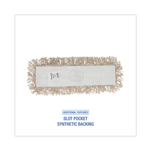 Image of Boardwalk® BWK1018 Industrial Dust Mop Head, Cotton, 18 x 3, White