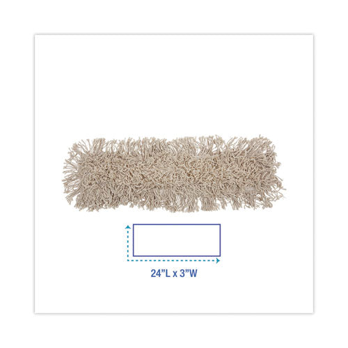 Image of Boardwalk® BWK1024 Industrial Dust Mop Head, Cotton, 24 x 3, White