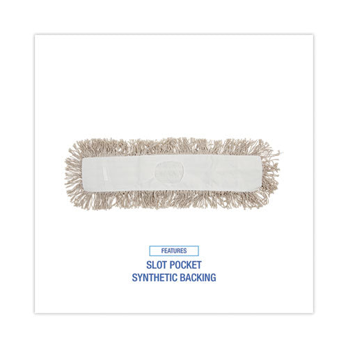 Image of Boardwalk® BWK1024 Industrial Dust Mop Head, Cotton, 24 x 3, White