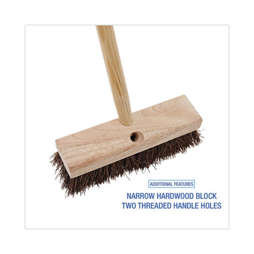 Image of Boardwalk® BWK3110 Deck Brush Head, 2" Brown Palmyra Bristles, 10" Brush