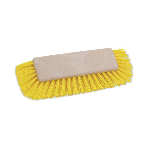 Image of Boardwalk® BWK3410 Dual-Surface Scrub Brush, Yellow Polypropylene Bristles, 10" Brush, Plastic Handle