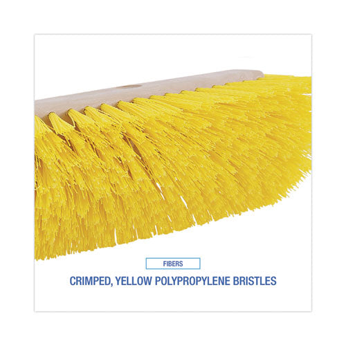Image of Boardwalk® BWK3410 Dual-Surface Scrub Brush, Yellow Polypropylene Bristles, 10" Brush, Plastic Handle
