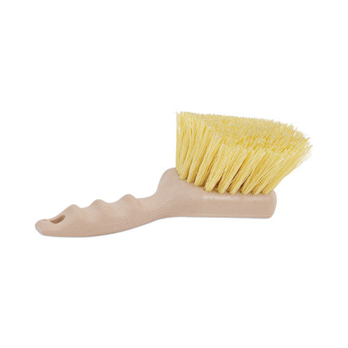 Image of Boardwalk® BWK4308 Utility Brush, Cream Polypropylene Bristles, 5.5" Brush, 3" Tan Plastic Handle