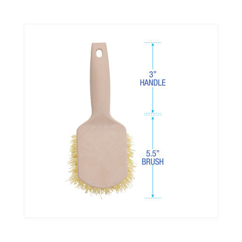 Image of Boardwalk® BWK4308 Utility Brush, Cream Polypropylene Bristles, 5.5" Brush, 3" Tan Plastic Handle