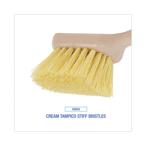 Image of Boardwalk® BWK4308 Utility Brush, Cream Polypropylene Bristles, 5.5" Brush, 3" Tan Plastic Handle