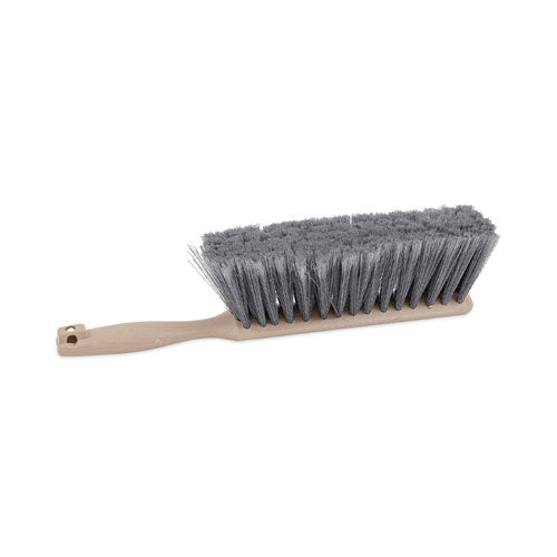 Image of Boardwalk® BWK5408 Counter Brush, Gray Flagged Polypropylene Bristles, 4.5" Brush, 3.5" Tan Plastic Handle