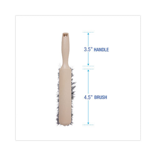 Image of Boardwalk® BWK5408 Counter Brush, Gray Flagged Polypropylene Bristles, 4.5" Brush, 3.5" Tan Plastic Handle