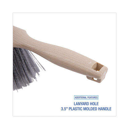 Image of Boardwalk® BWK5408 Counter Brush, Gray Flagged Polypropylene Bristles, 4.5" Brush, 3.5" Tan Plastic Handle