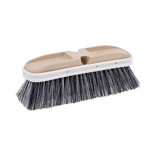 Image of Boardwalk® BWK8410 Polystyrene Vehicle Brush with Vinyl Bumper, Black/White Polystyrene Bristles, 10" Brush