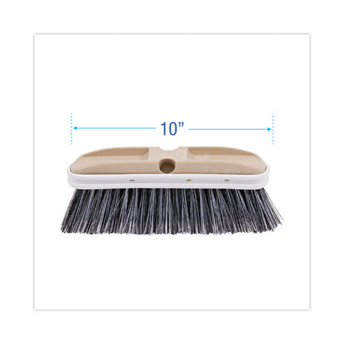 Image of Boardwalk® BWK8410 Polystyrene Vehicle Brush with Vinyl Bumper, Black/White Polystyrene Bristles, 10" Brush
