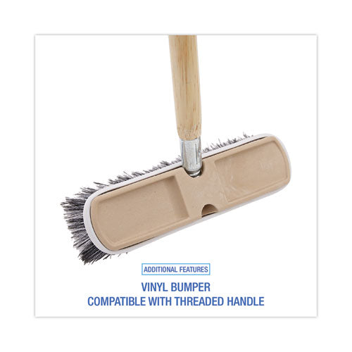 Image of Boardwalk® BWK8410 Polystyrene Vehicle Brush with Vinyl Bumper, Black/White Polystyrene Bristles, 10" Brush
