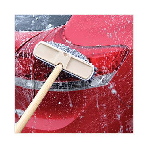 Image of Boardwalk® BWK8410 Polystyrene Vehicle Brush with Vinyl Bumper, Black/White Polystyrene Bristles, 10" Brush