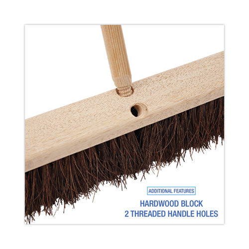 Image of Boardwalk® BWK20118 Floor Brush Head, 3.25" Natural Palmyra Fiber Bristles, 18" Brush