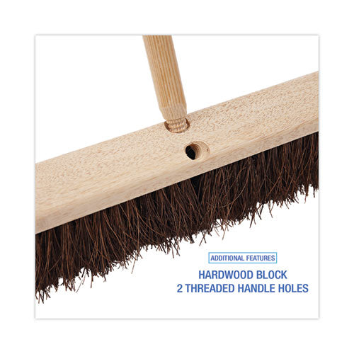 Image of Boardwalk® BWK20124 Floor Brush Head, 3.25" Natural Palmyra Fiber Bristles, 24" Brush