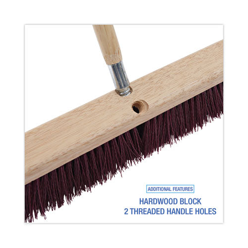 Image of Boardwalk® BWK20324 Floor Brush Head, 3.25" Maroon Stiff Polypropylene Bristles, 24" Brush