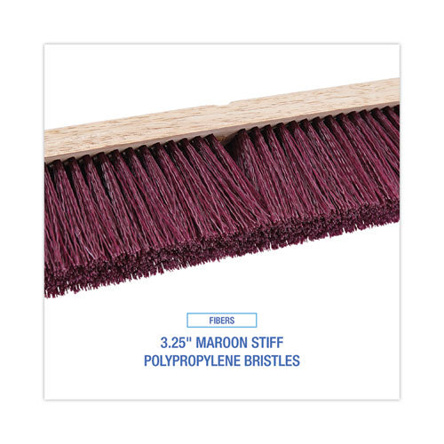 Image of Boardwalk® BWK20324 Floor Brush Head, 3.25" Maroon Stiff Polypropylene Bristles, 24" Brush