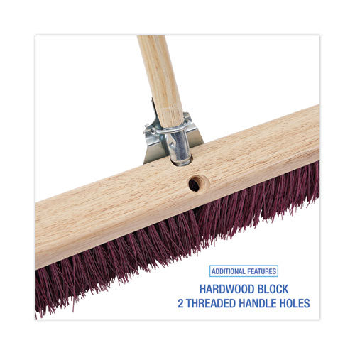Image of Boardwalk® BWK20336 Floor Brush Head, 3.25" Maroon Stiff Polypropylene Bristles, 36" Brush