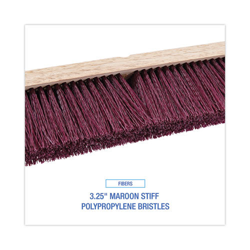 Image of Boardwalk® BWK20336 Floor Brush Head, 3.25" Maroon Stiff Polypropylene Bristles, 36" Brush