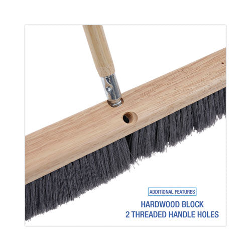 Image of Boardwalk® BWK20424 Floor Brush Head, 3" Gray Flagged Polypropylene Bristles, 24" Brush