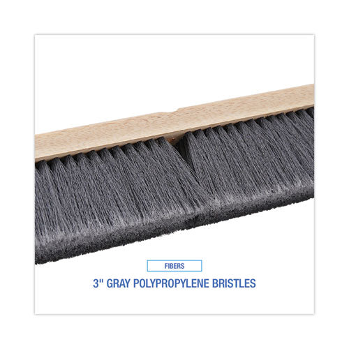Image of Boardwalk® BWK20424 Floor Brush Head, 3" Gray Flagged Polypropylene Bristles, 24" Brush