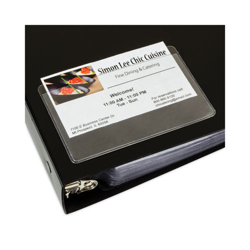 Image of C-Line® 70257 Self-Adhesive Business Card Holders, Top Load, 2 x 3.5, Clear, 10/Pack